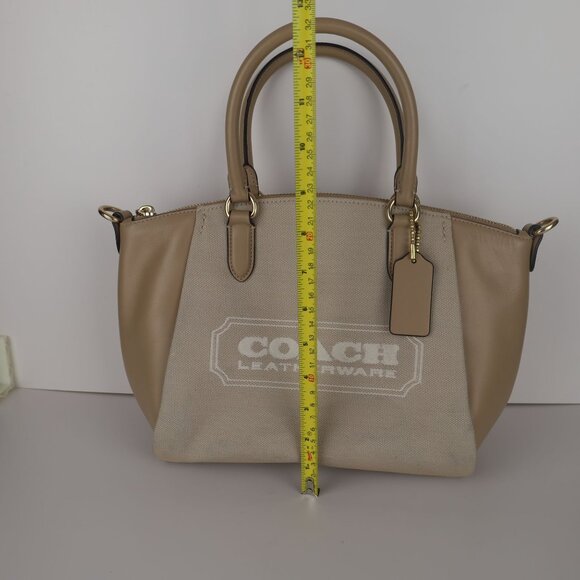 Coach Badge Jacquard Elise Satchel Chalk Taupe - Picture 13 of 16